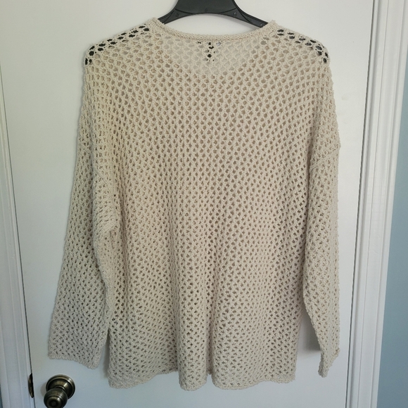 Eileen Fisher Bone Peruvian Boucle Crew Neck Pullover Top Size M Sweater - Picture 9 of 9